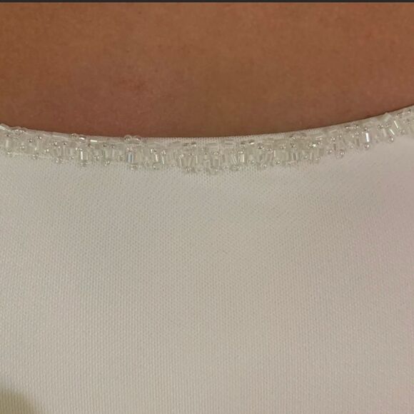 Kathryn LaCroix white nee wedding dress gown beading sheer long sleeves, size 10 - Picture 11 of 13